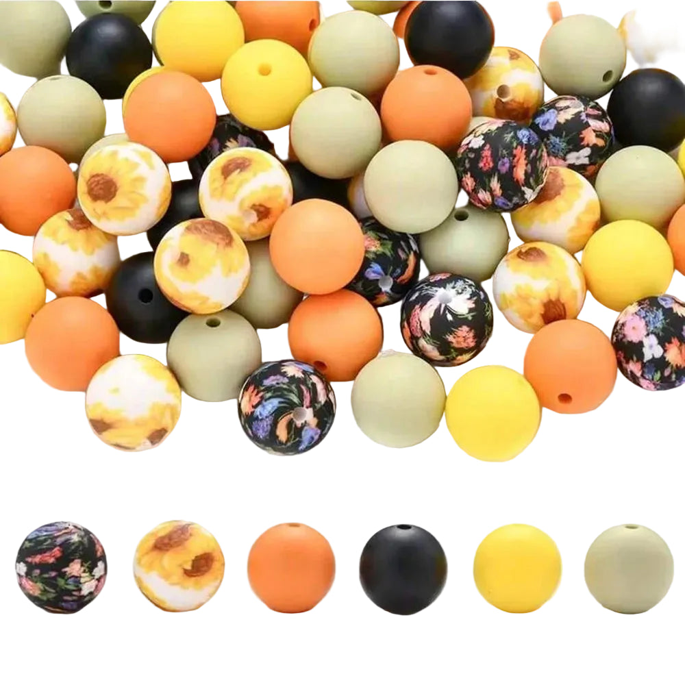 Hemasa 50PCS colorful silicone bead combination, suitable for DIY jewelry, bracelets, necklaces, keychains, bead pens and othes
