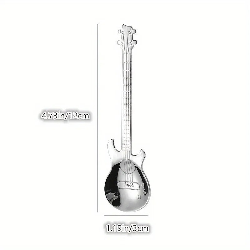 Guitar-Shaped Stainless Steel Spoon - Perfect for Coffee, Tea, Desserts | Durable, Stylish Tableware for Music Enthusiasts