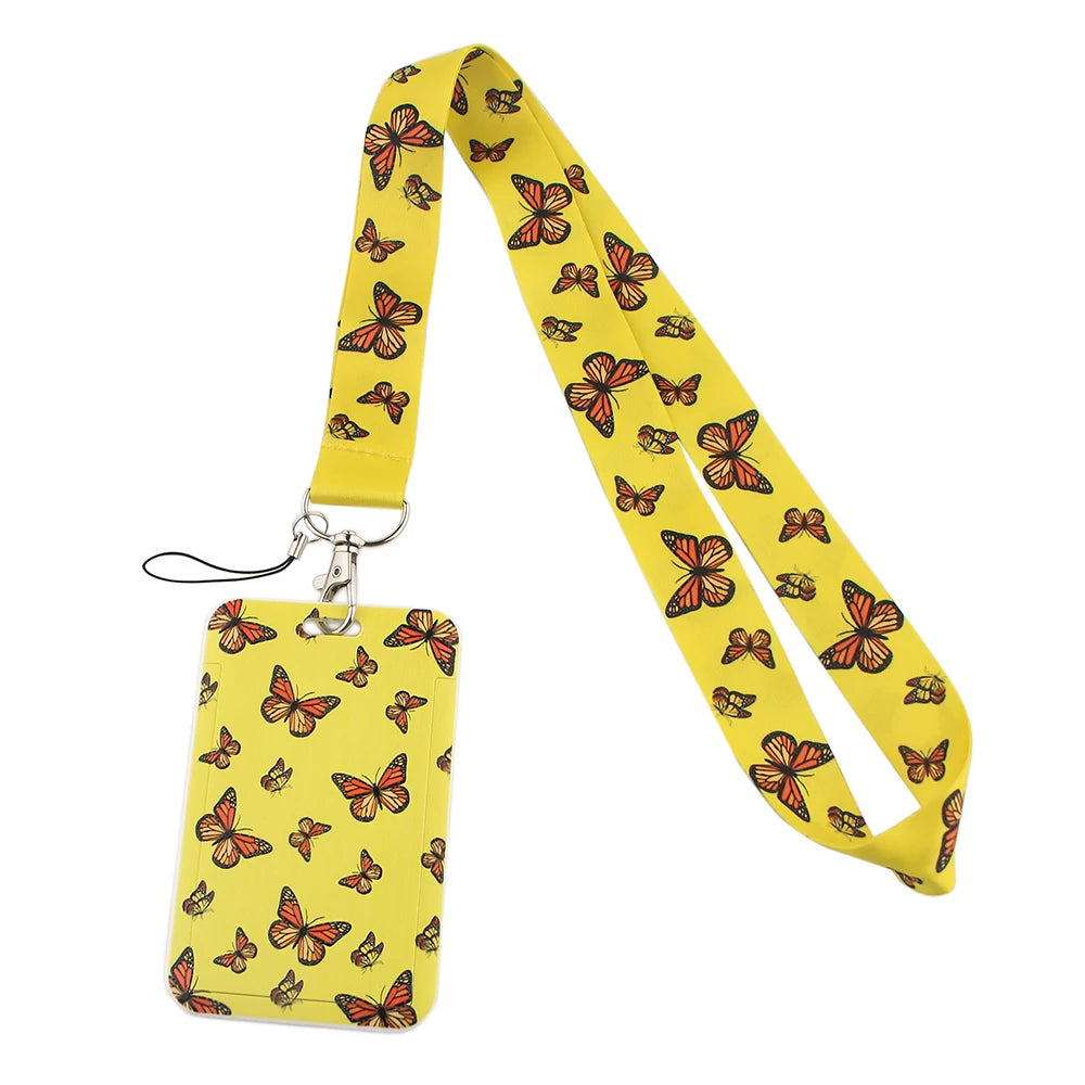Tejesa Butterfly Lanyard Business Credit Card Holder Neck Strap Keychain Hang Rope ID Badge Holder Lariat Lasso
