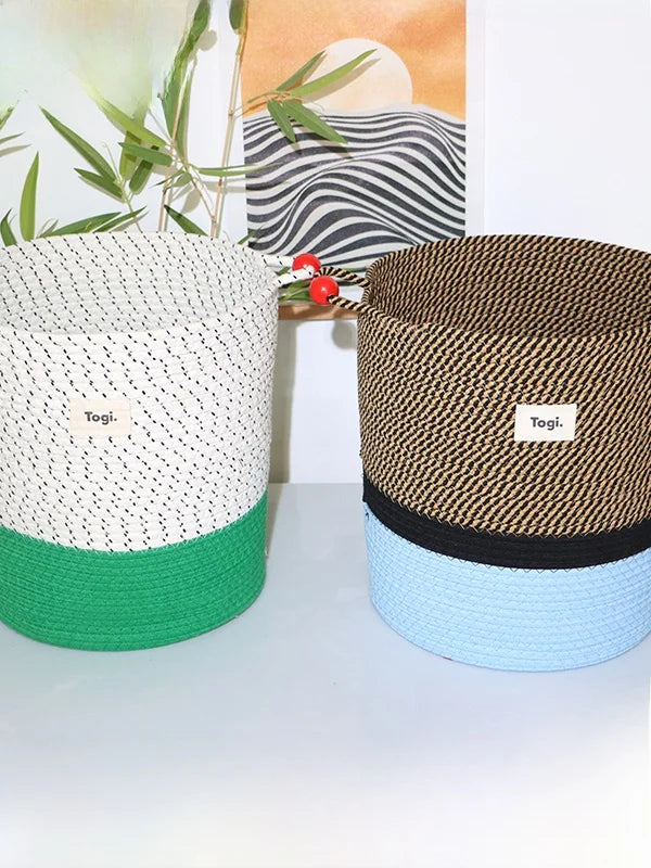 Tejesa  Cotton Rope Faion Color Blo Design Woven Laundry Clothes Storage Basket Home Batoom Use Dir Clothes Basket