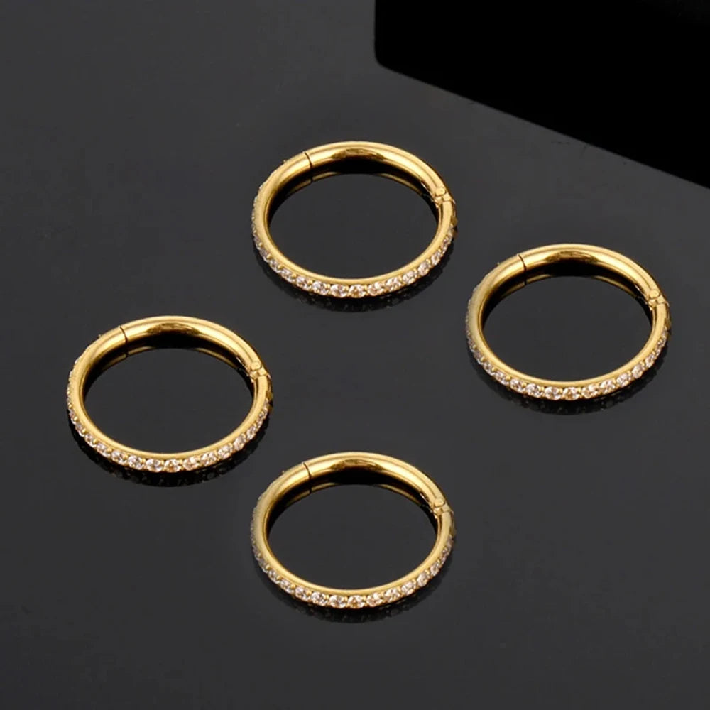 10Pcs 16G/18G G23 Titanium High Quality CZ Stone Hight Segment Nose Rings Open Small Septum Hoop Piercings Earrings Body Jewelry