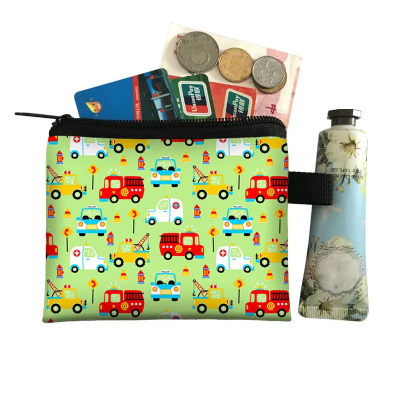 Tejesa Cartoon Coin Purse Keychain Zipper Pouch Kids Wallet Coin Bag Cute Excavator Purses and Handbags Small bag