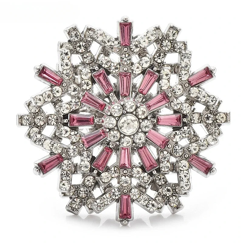 Exaggerated Rotatable Christmas Snowflake Brooches Pins for Women Unisex 6-color Winter Flowers New Year Party Brooch Gifts
