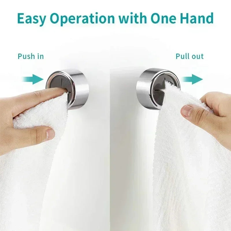 Hemasa 4Pcs Self Adhesive Towel Plug Holder Wall Mounted Bathroom Organizers Towel Hooks Storage Rack Kitchen Rags Dishcloth Clips