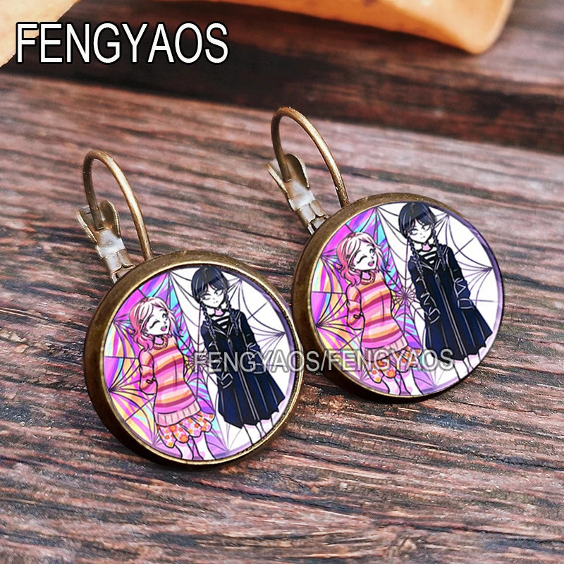 Vintage Movie Wednesday Addams Stud Earrings Spider Web Earring Retro Addam Family Jewelry