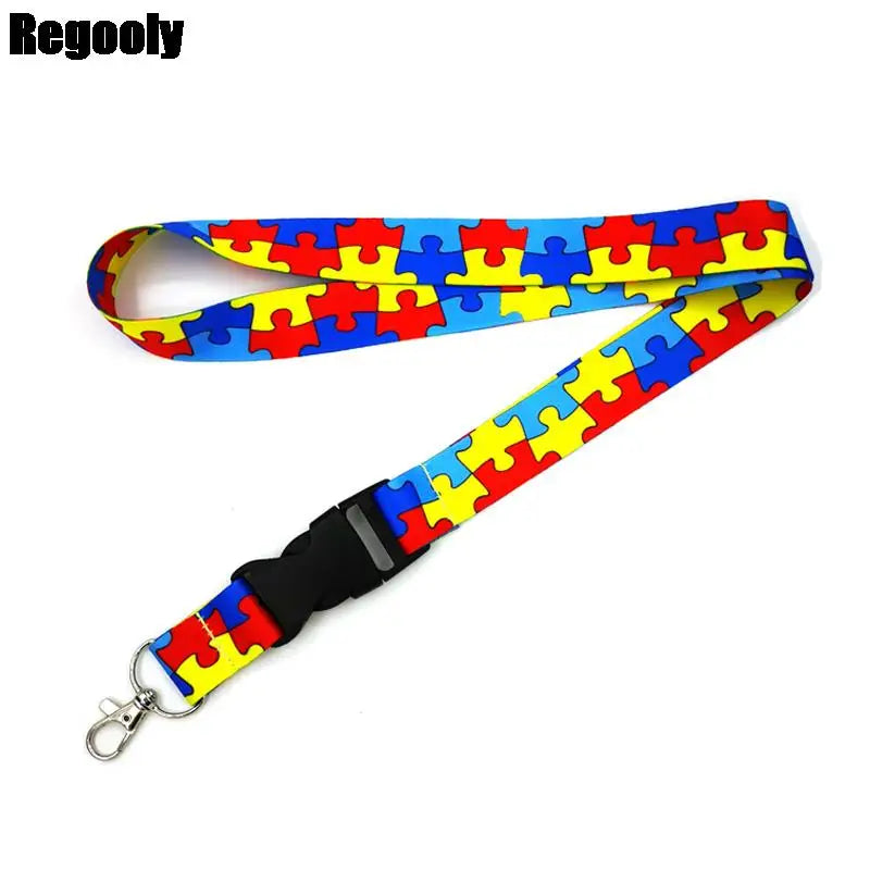 Autism Pattern Anime Lanyard Badge Holder ID Card Lanyards Mobile Phone Rope Key Lanyard Neck Straps Keychain Key Ring