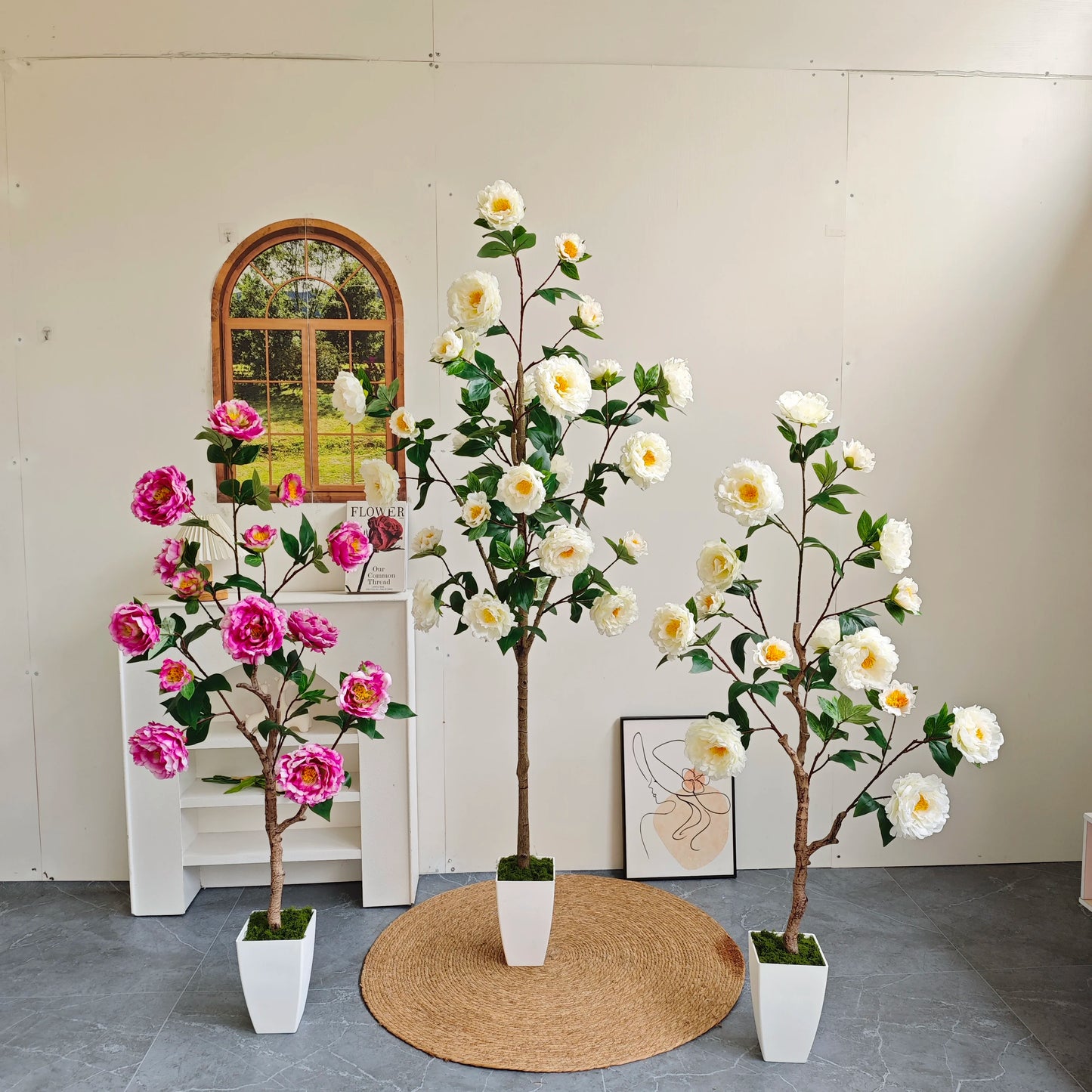 Tejesa 130-180CM Artificial Peony Flower tree plant Indoor outdoor Ornament fake plant for home garden wedding party living room decor