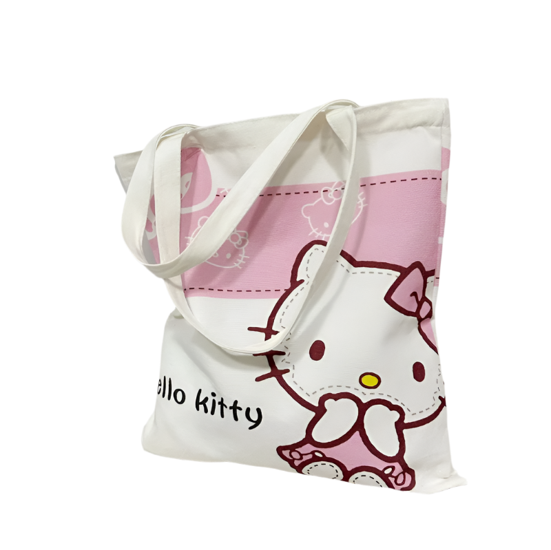 Hemasa  Hello Kitty  Canvas Handbag Cute Cartoon  Fashion Women Shopping Casual Shoulder Bag Gifts