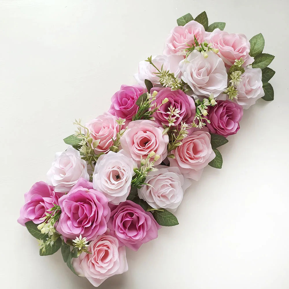 50cm Rose  Artificial Flower Row Wedding Decoration Flower Wall Backdrop Garland Home Party Decor Photo Props Background