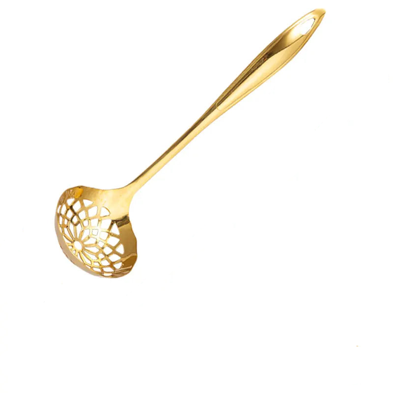 Tejesa  Long Handle Stainless Steel Soup Spoon / Hot Pot Spoon/ Large Golden Soup Spoon