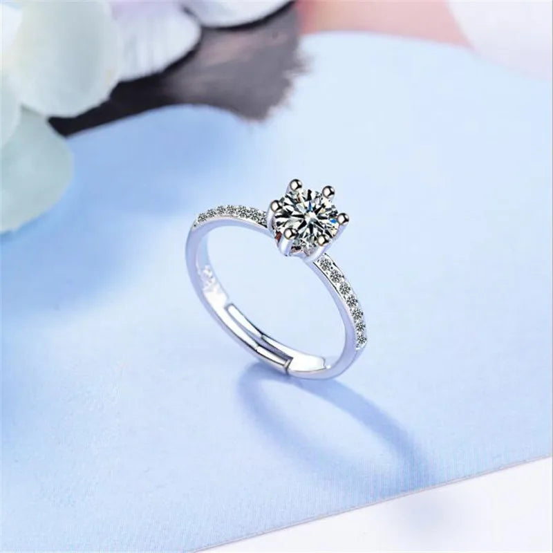 2019 Classic Luxury Real Solid 925 Sterling Silver Ring 3ct Hearts Arrows Zirconia Wedding Jewelry Rings Engagement For Women