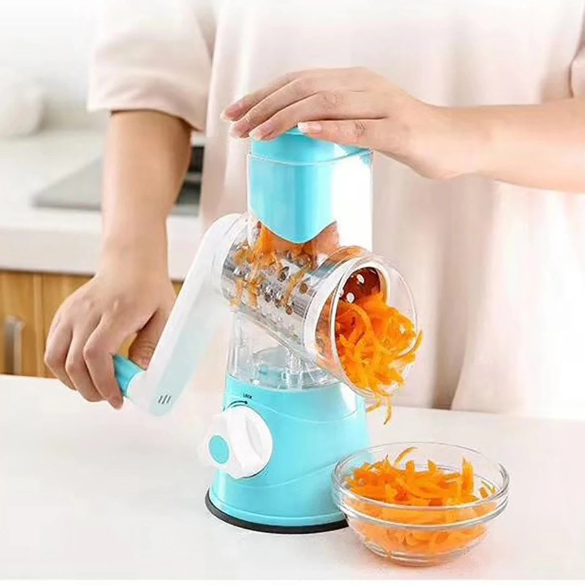 Tejesa Multifunctional Vegetable Slicer Shredder Cutter Tool 3 Sharp Drums Manual Hand Operated Grater Cheese Peanut Cookie Chopper