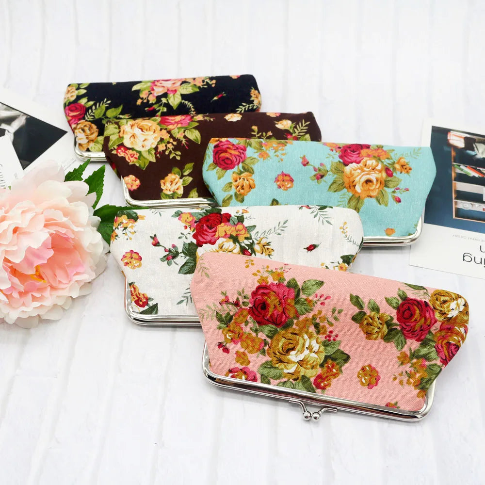 Hemasa  Flower Printed  Coin Purses /Money Card Holder Wallet Pouch Lipstick Earphone Key Bags