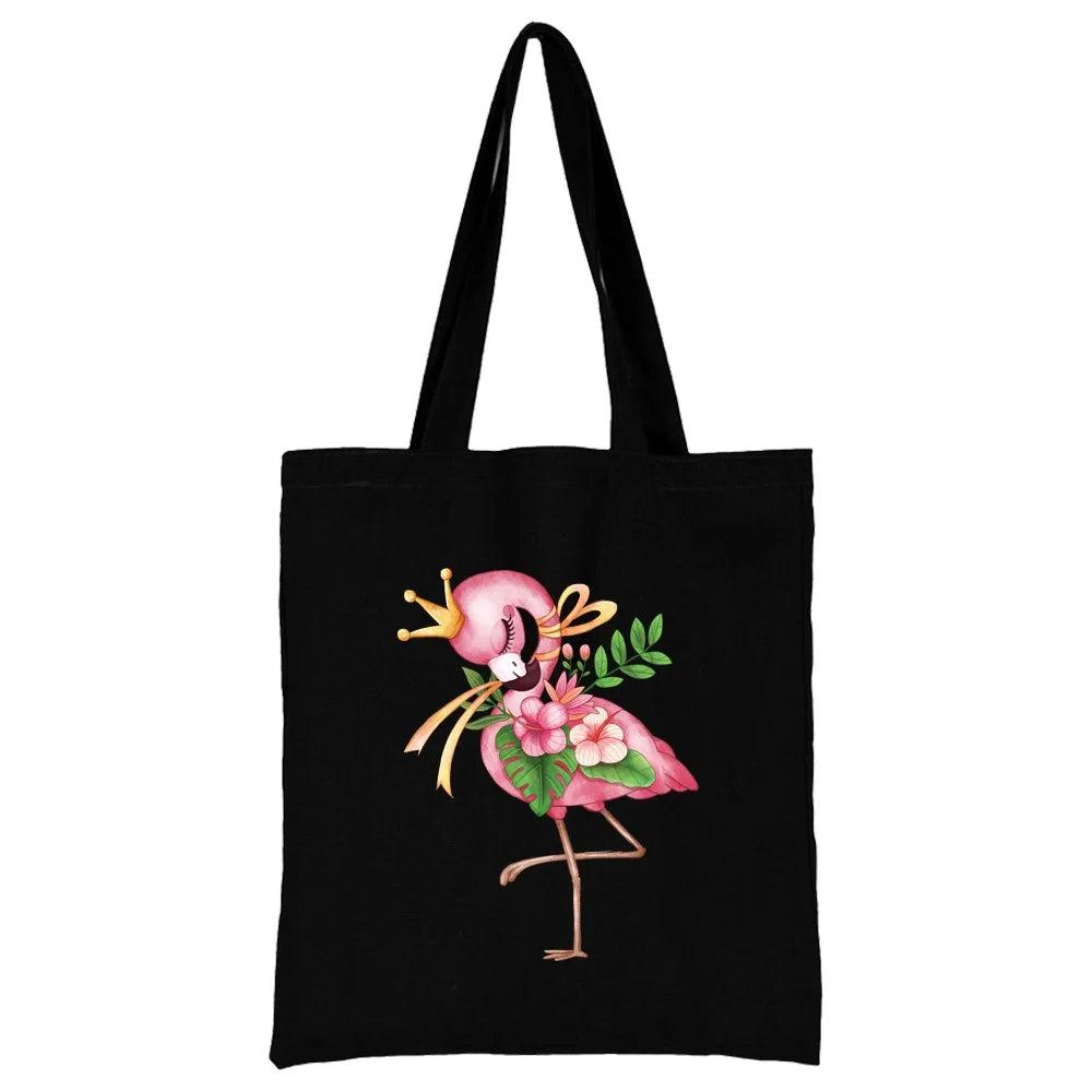 Tejesa Canvas Shopping Bag for Women /Shoulder Bags / Grocery Handbags /flamingo Print  Jute Bag