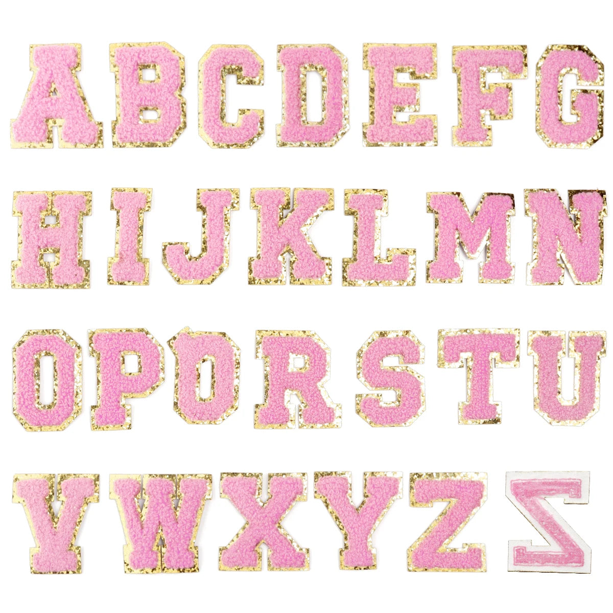 26Pcs/Set 6cm English Letter Patches Gold Edged Chenille Patches Ironing Fabric For DIY Crafts Name Sticker Bags Clothing Decor