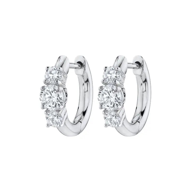Hemasa 925 Sterling Silver Ear Buckles Fashion Hoop Earrings /White Crystal Luxury Women's Earrings Wedding Women's Jewelry Premium Gift