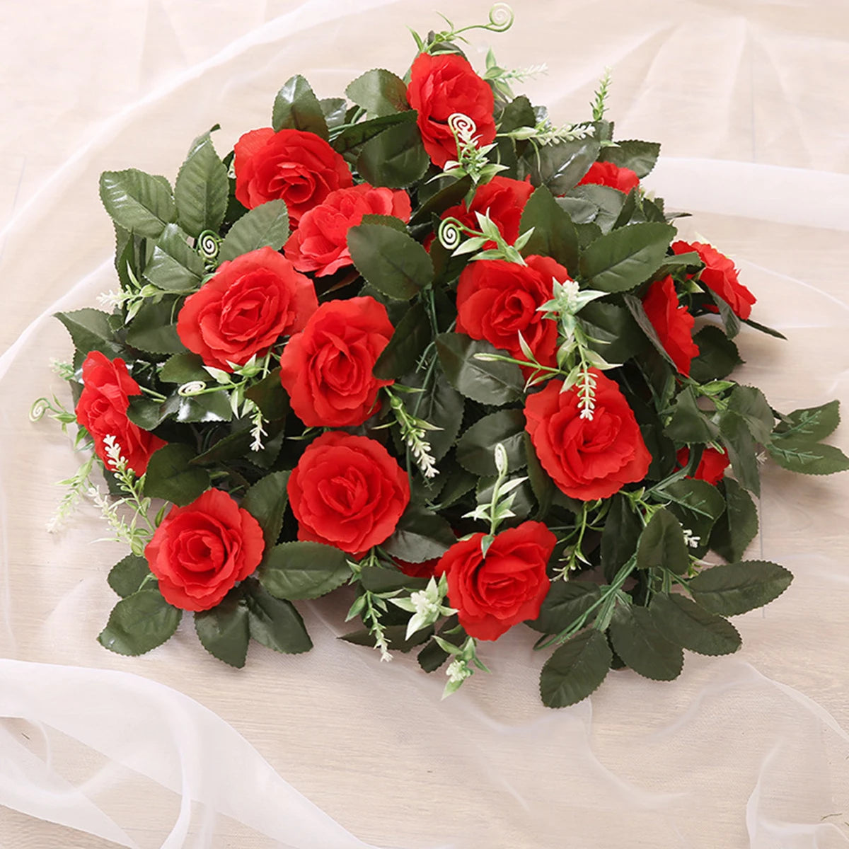 1Pc Silk Rose Artificial Vine Hanging Flower Rattan Plant Leaf Garland Outdoor Wedding Party Office Bridal Home Table Decoration