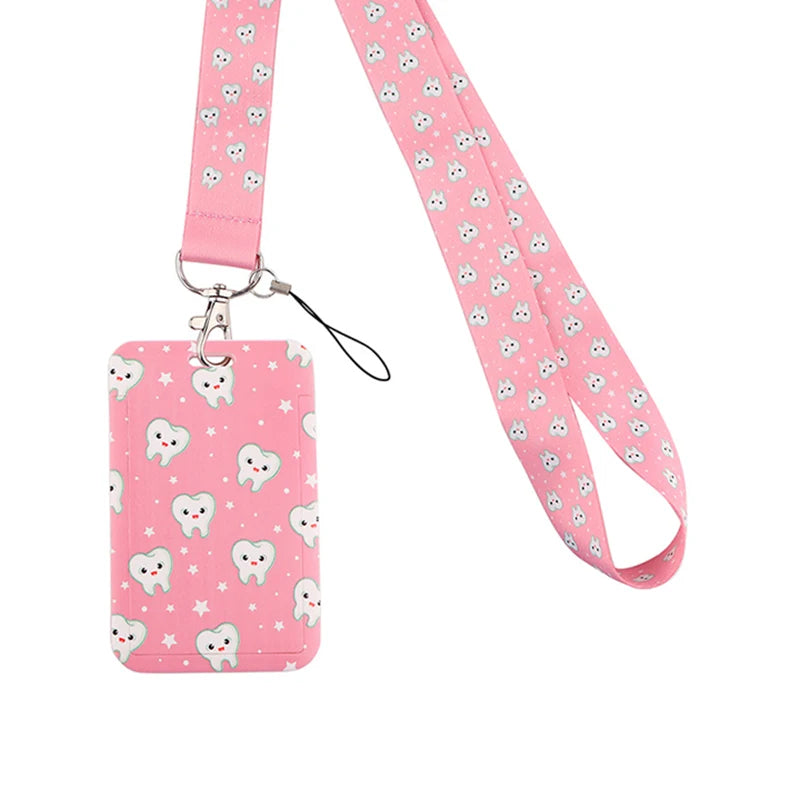 Dentist Doctor Nurse Cartoon Credential Neck Strap Lanyards Keychain ID Card Pass Hang Rope Lariat Key Chain Ring Badge Holder