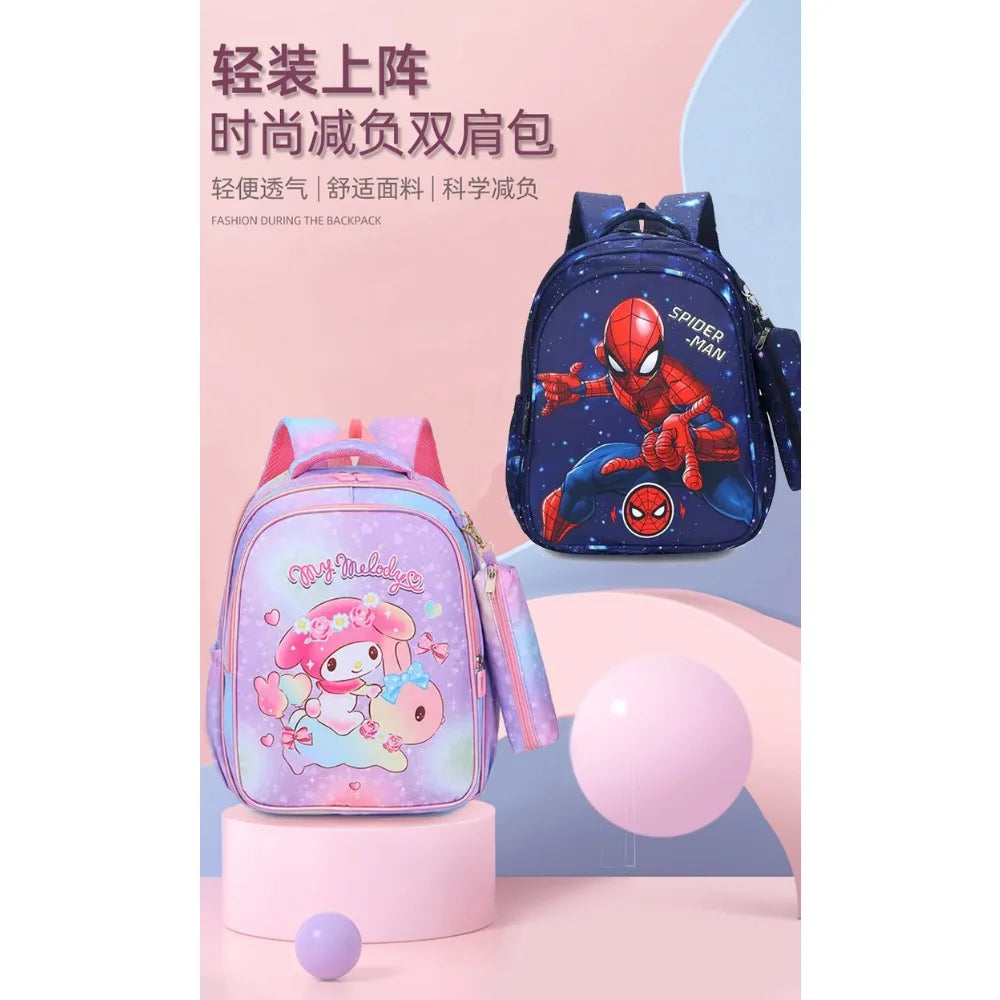 Children School Backpack New Pattern Cool Spider Man Princess Elsa Cute Cartoon Reduce Burden Protect Spine Backpack Kids Gifts