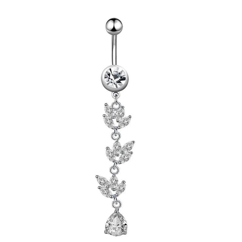 1pc Dragon Butterfly Flower Heart Belly Button Rings Blue Pink Crystals Zircon Dangled Navel Belly Piercing Nombril for Women