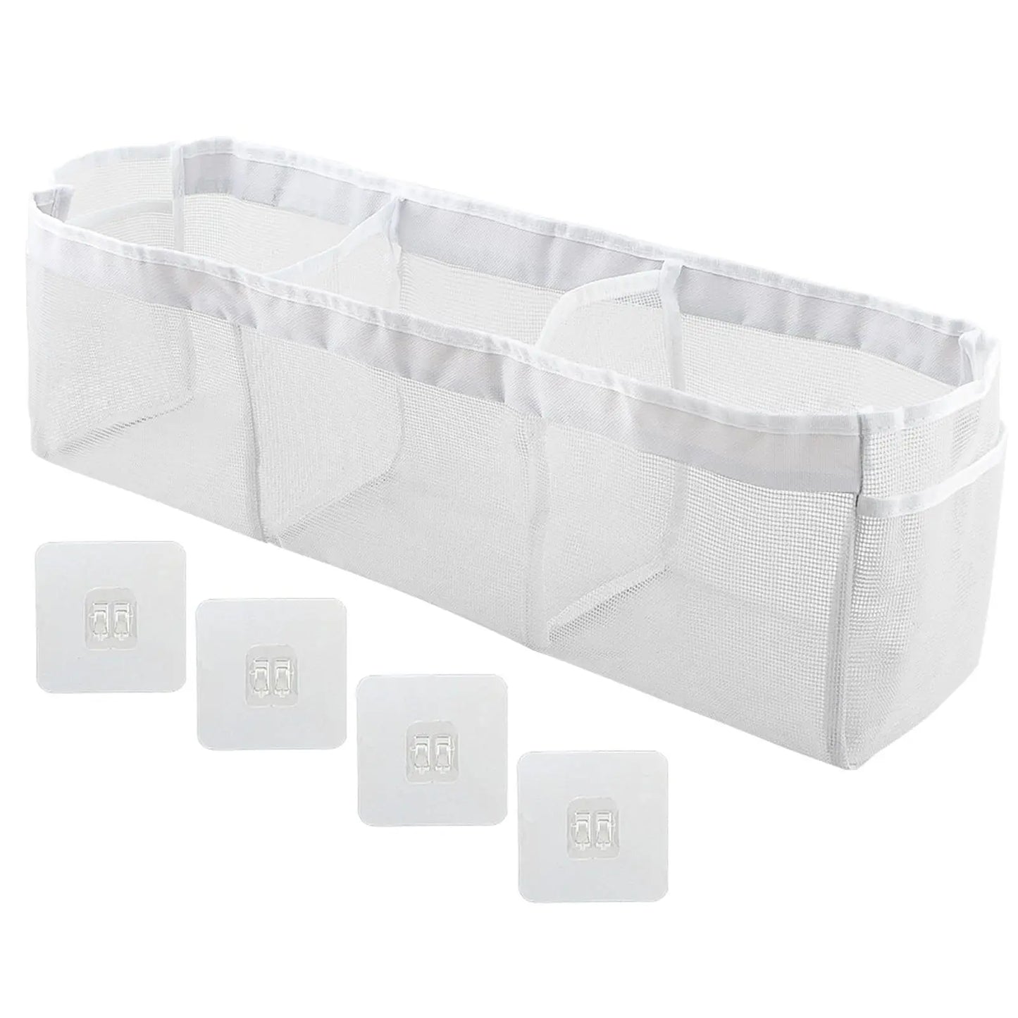 Tejesa 3-Compartment Shower Mesh Storage Bag , Bathtub Multi-Purpose Storage Rack, Bathroom Net Storage Bags