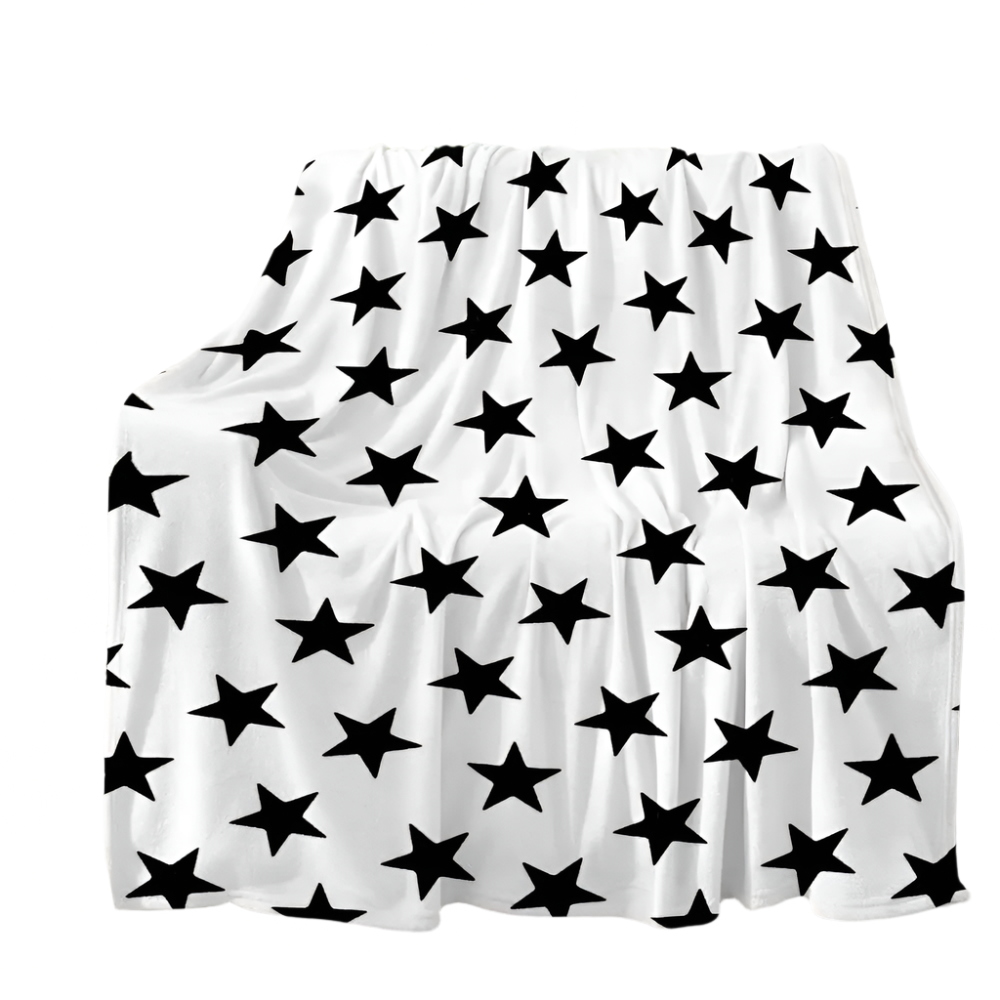 Hemasa Star Flannel Throw Blanket Blue and White Colour Air Conditioning  for All Seasons Couch Sofa Living Room King Queen Size