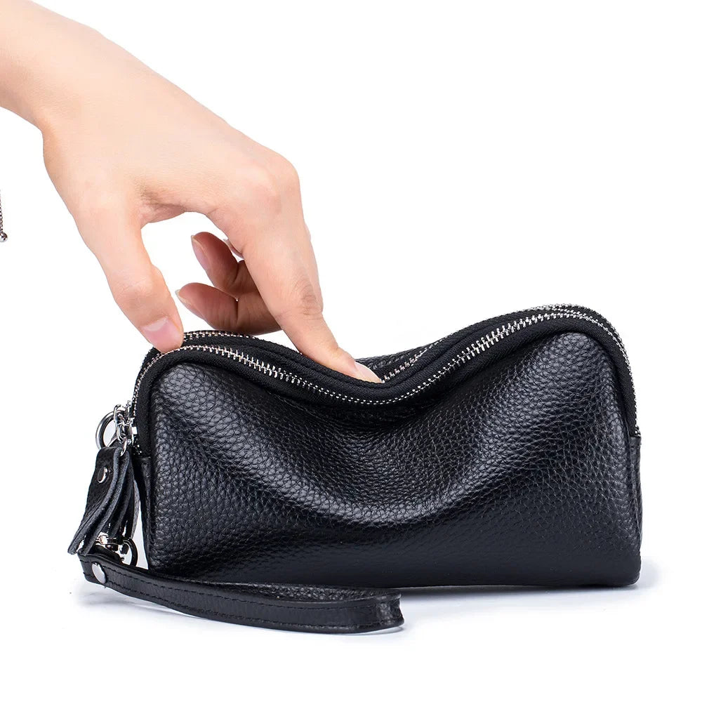 Hemasa   Leather Long Wallet   3-Layer Zipper Purse Bag Large Capacity Wristlet Clutch Wallets /Phone Bag /Money Purses