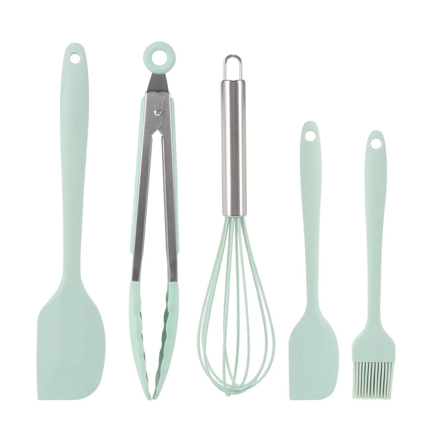 Hemasa 5pcs Food Grade Silicone Baking Utensils Set Spatula Set Non-stick HeatResistant Silicone Cookware Durable Cooking Kitchen Tools
