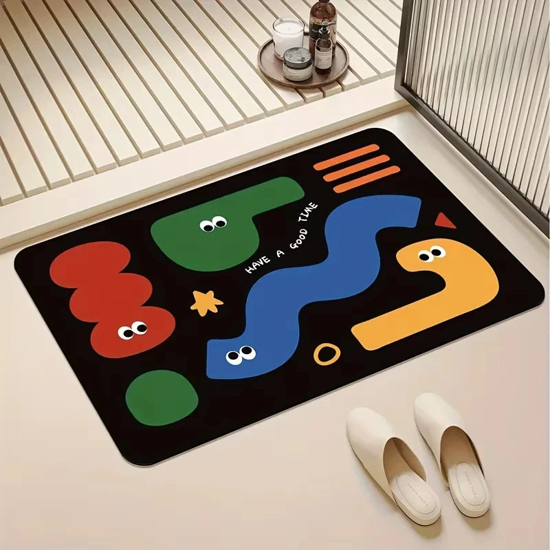 Tejesa  Happy Dopamine Diatomite Floor Mat - Absorbent, Slip-Resistant And Easy-To-Clean Entrance Mat