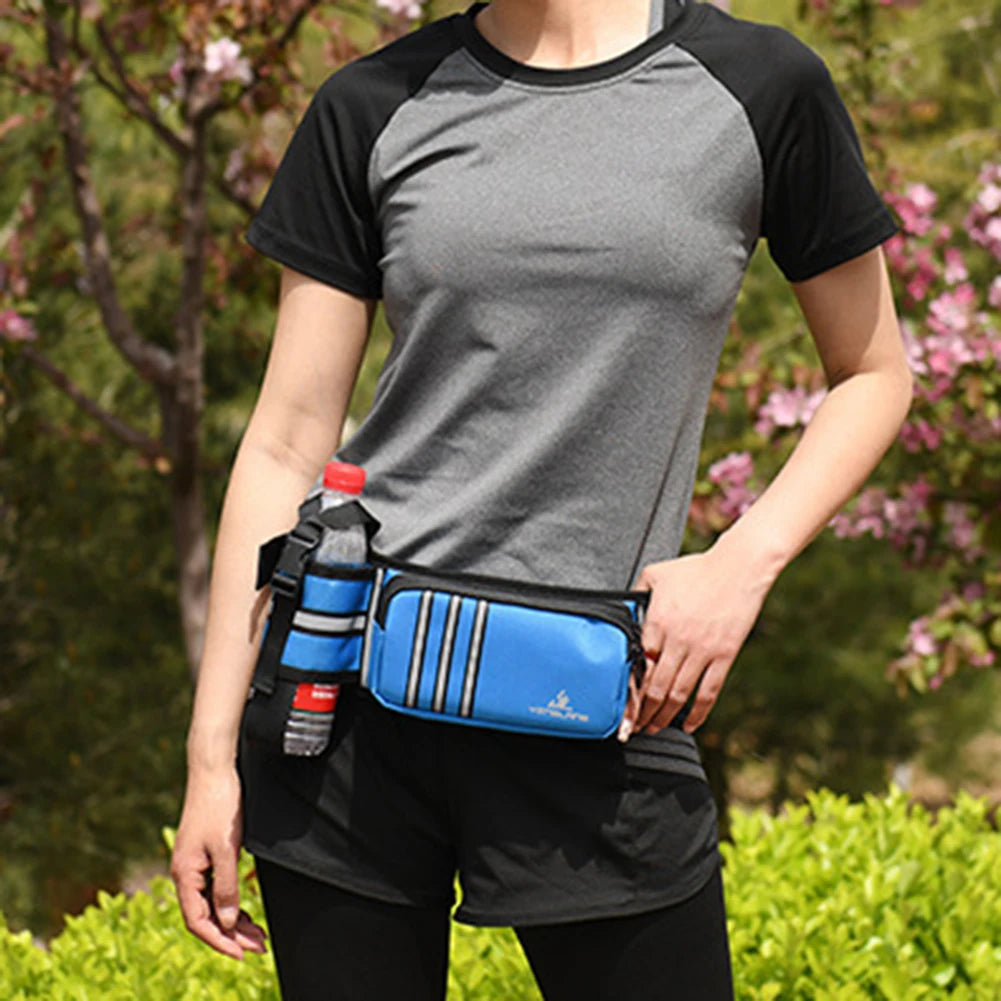 Tejesa Running Waist Bag,Sports Fanny Pack With Water Bottle Holder,Adjustables Strap Waist Bag,For Outdoor Camping Hiking