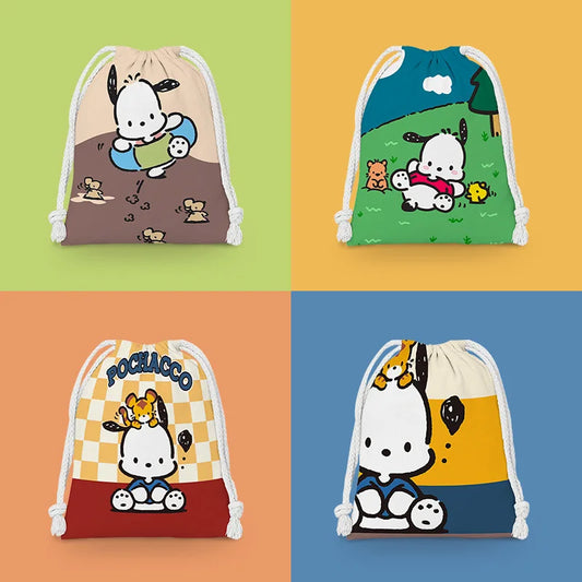 Sanrio Cute Wallet Pochacco Pocket Hello Kitty Coin Pueses Small Cloth Bag Sundries Storage Bag Cosmetic Bags Portable Wash Bag