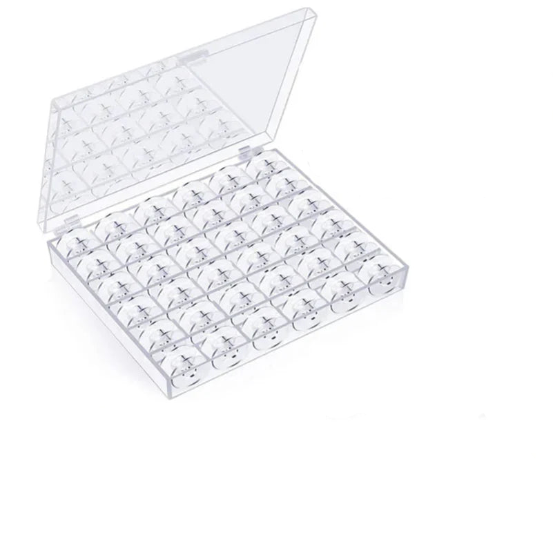 Tejesa 25Pcs Clear Sewing Machine Bobbins Spools Empty Bobbins Spools Plastic Storage Box For Household DIY Sewing Accessories Tools