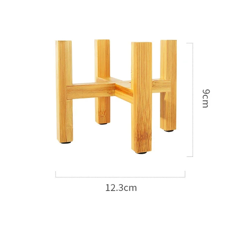 Tejesa Indoor Plant Stands with Planter Pot Tray/ Adjustable Size Fits 8.5 9 10 11 to 12 Inch Pots, Wood Planter Rack, Mid Century Modern Display Rack Rustic Decor Wooden Flower Pot Tray Indoor and Outdoor