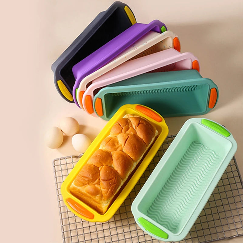 Tejesa   2Pcs Silicone Toast Bread Mold Rectangular Bread Pan Mold Rectangular Cake Baking Tray Non-Stick Loaf Pan Chiffon Cake Mould Kitchen