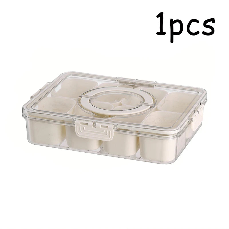 Tejesa 1/2pcs household storage box portable snack fruit box fresh-keeping box spice box cover 8 /4 compartment kitchen.