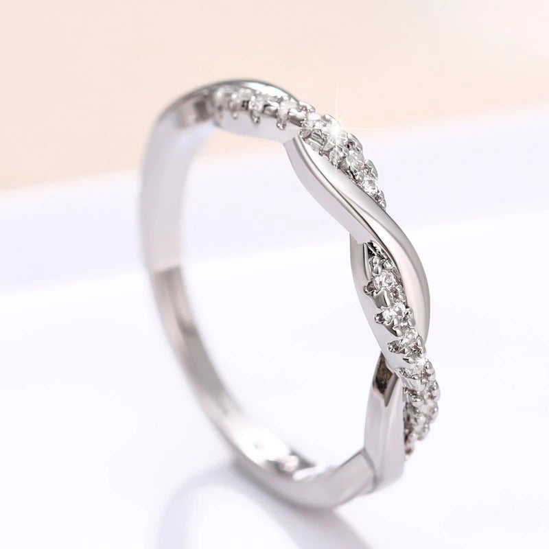 Huitan Classic and Simple Twist Rings for Women 3 Metal Colors Exquisite Female Finger Accessories Daily Wear Versatile Jewelry