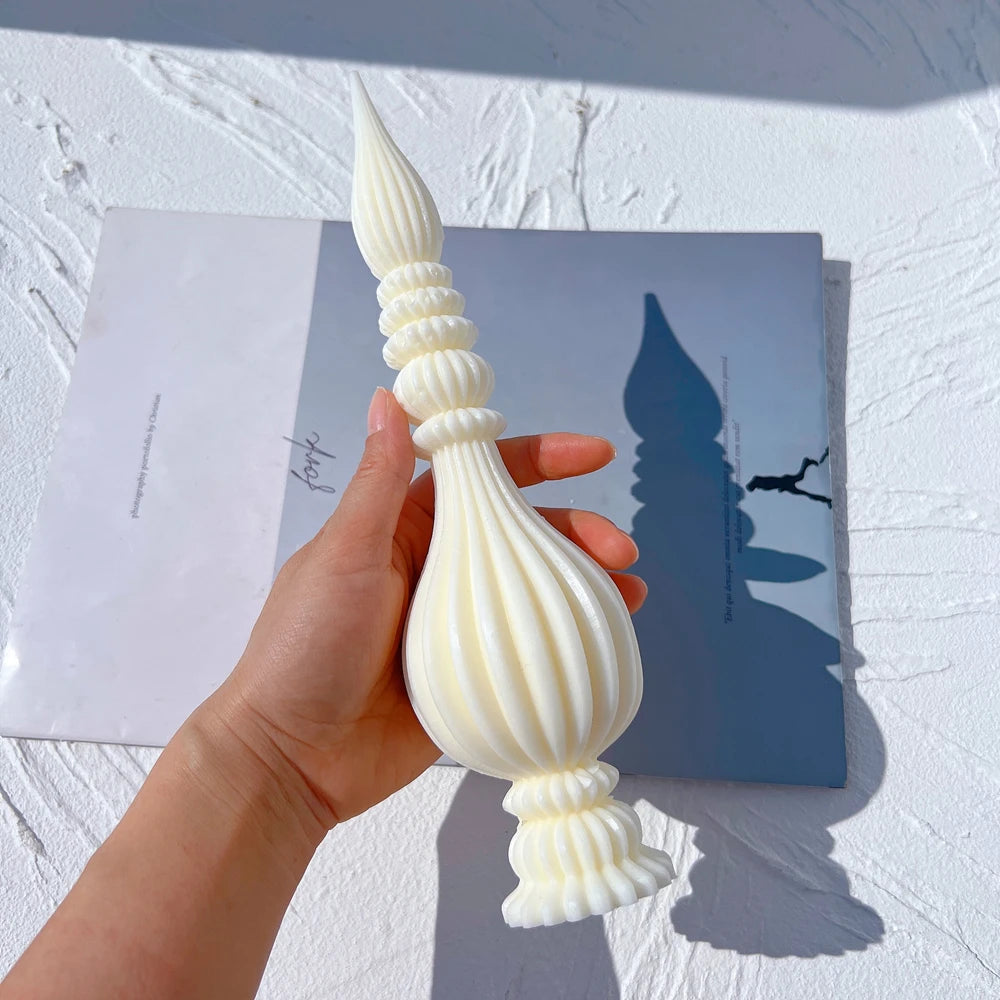 Tall Ribbed Pillar Candle Molds Taper Spiral Silicone Mould Geometric Abstract Decorative Soy Wax Mold
