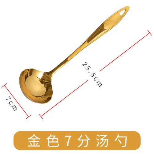 Tejesa  Long Handle Stainless Steel Soup Spoon / Hot Pot Spoon/ Large Golden Soup Spoon