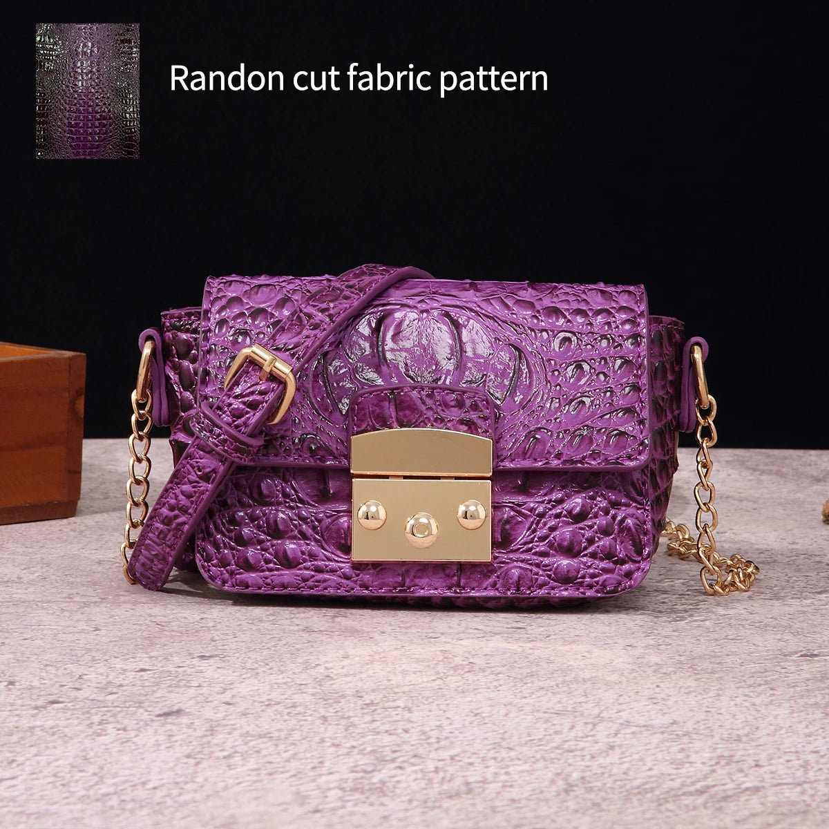 Colorful Crocodile Pattern Mini Lock Flip Phone Bag Crossbody Bag Classic