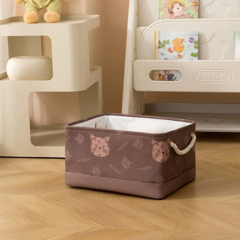 Tejesa Canvas Folding Storage Basket /Cartoon Print Storage Fabric Wardrobe Bedroom Closet Toys Laundry Basket