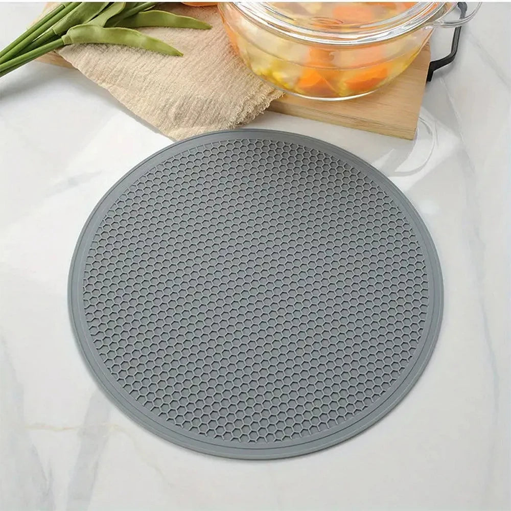 Hemasa (Set of 2)25cm Large Silicone Mat Coaster Heat Resistant Placemat Honeycomb Nonslip Pot Holder Table Mat