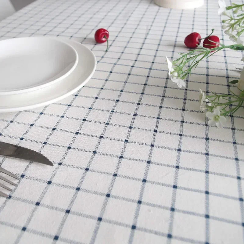 Tablecloth, Washable Cotton Linen Fabric Tassel Table Cloth Dust-Proof Embroidery Table Cover for Kitchen Dinning Farmhouse