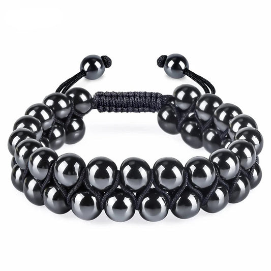 Hemasa Hematite  Natural Stone Beads Bracelet Yoga Stress Relief Healing Gemstone Jewelry Girls