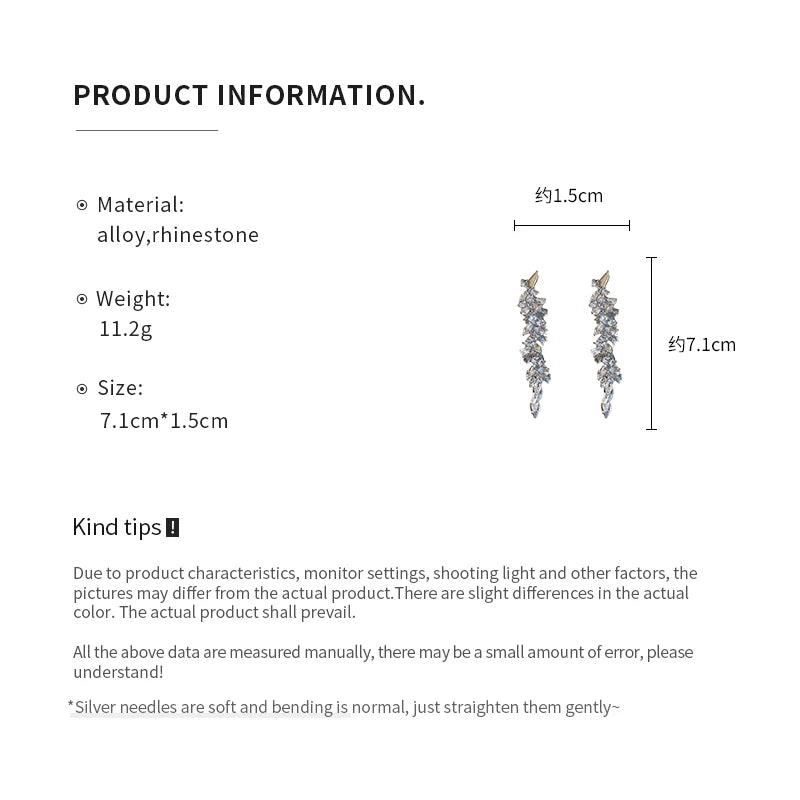 Hemasa  Shiny   Rhinestone Leaves Stud Earrings For Women