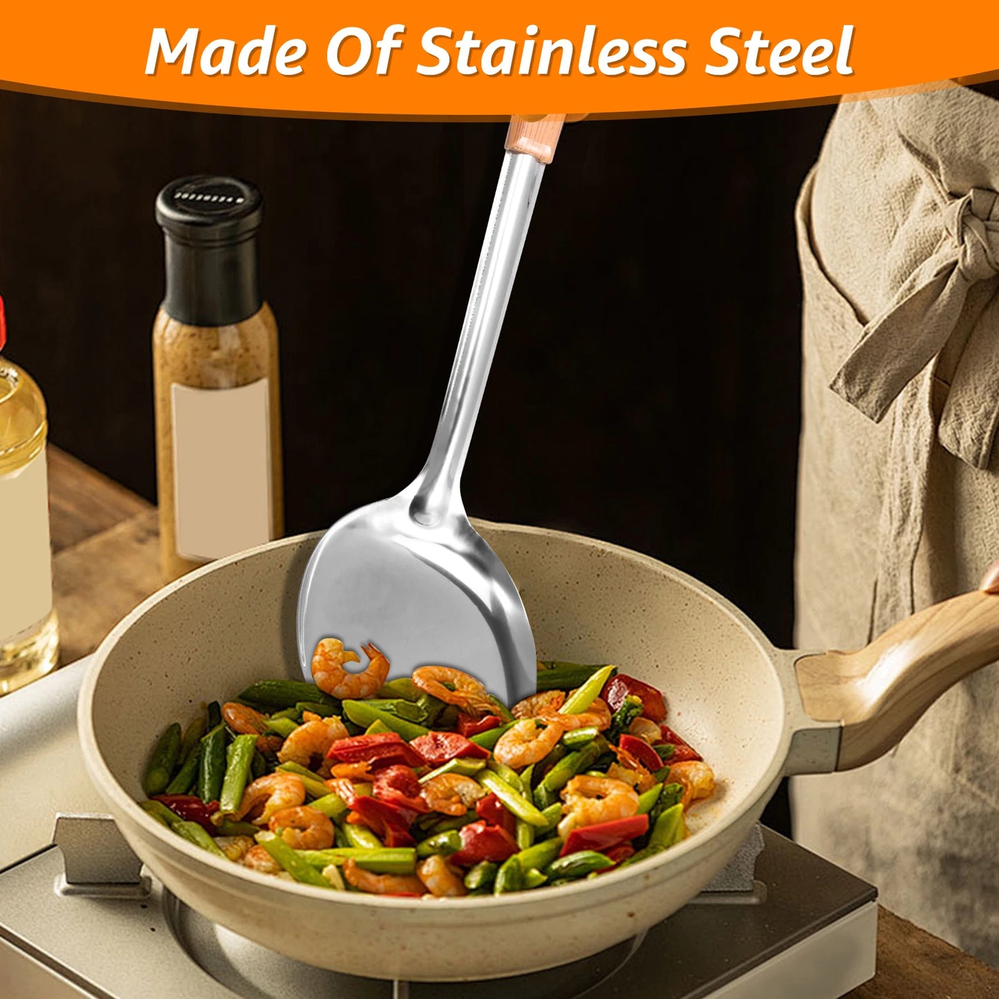 Tejesa 5/10 Pcs Stainless Steel Cooking Utensil Set Heat Resistant Easy Cleaning Kitchen Gadget for Home Restaurant Cooking Accessories