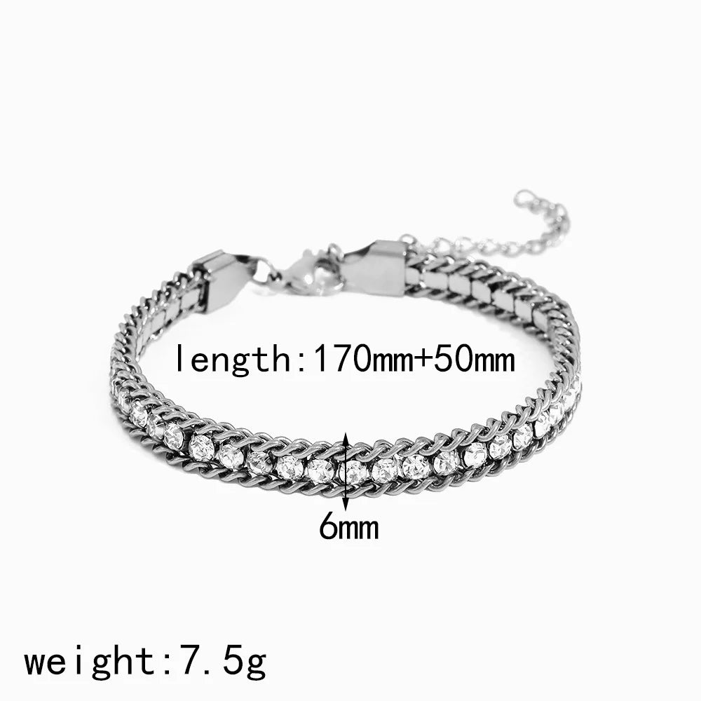 Tejesa  Gold Color Women's Cubic Zirconia Stainless Steel Bracelet Adjustable Link Chain Bracelet