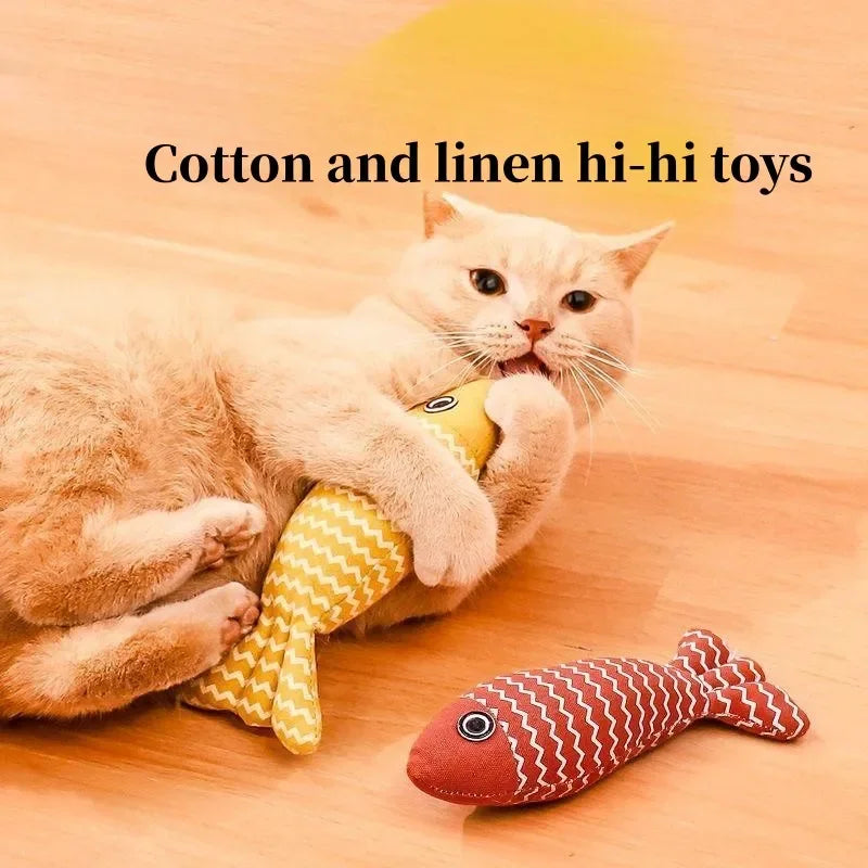 3pcs/set Teeth Grinding Catnip Toys Funny Interactive Plush Cat Toy Pet Kitten Chewing Vocal Toy Fish Bite Cat Mint for Cats
