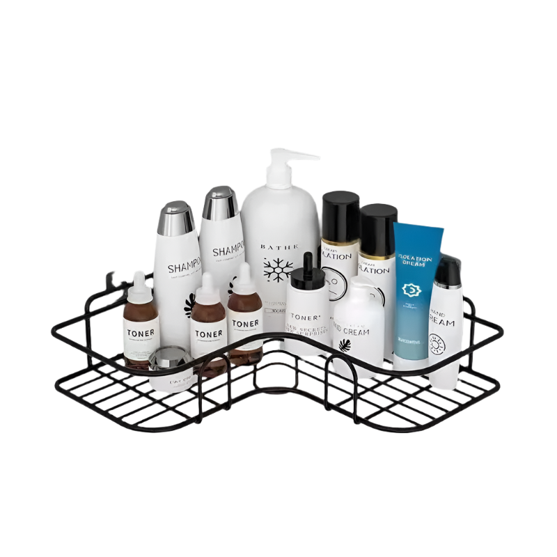 Hemasa Bathroom Shelf Wall Mounted Corner Storage Shelves Shampoo Holder Cosmetic Rack Iron Shower Drain Basket Bathroom Organizer