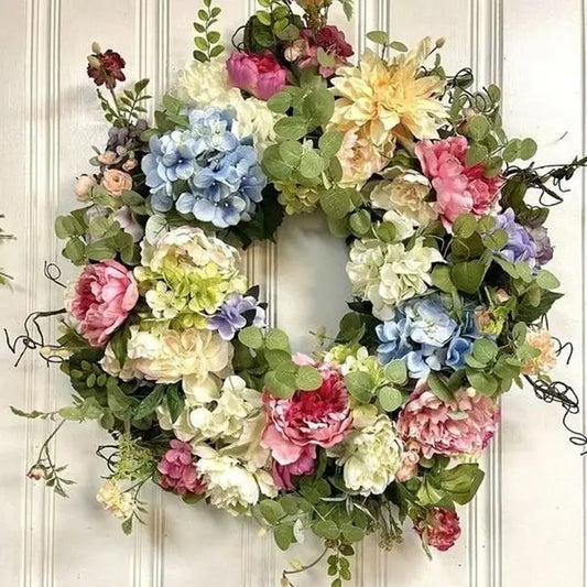 Rainbow Hydrangea Artificial Wreath Flowers Garland Front Door Home Decor Wreath Decorative Fake Flower Home Door Decors 2023