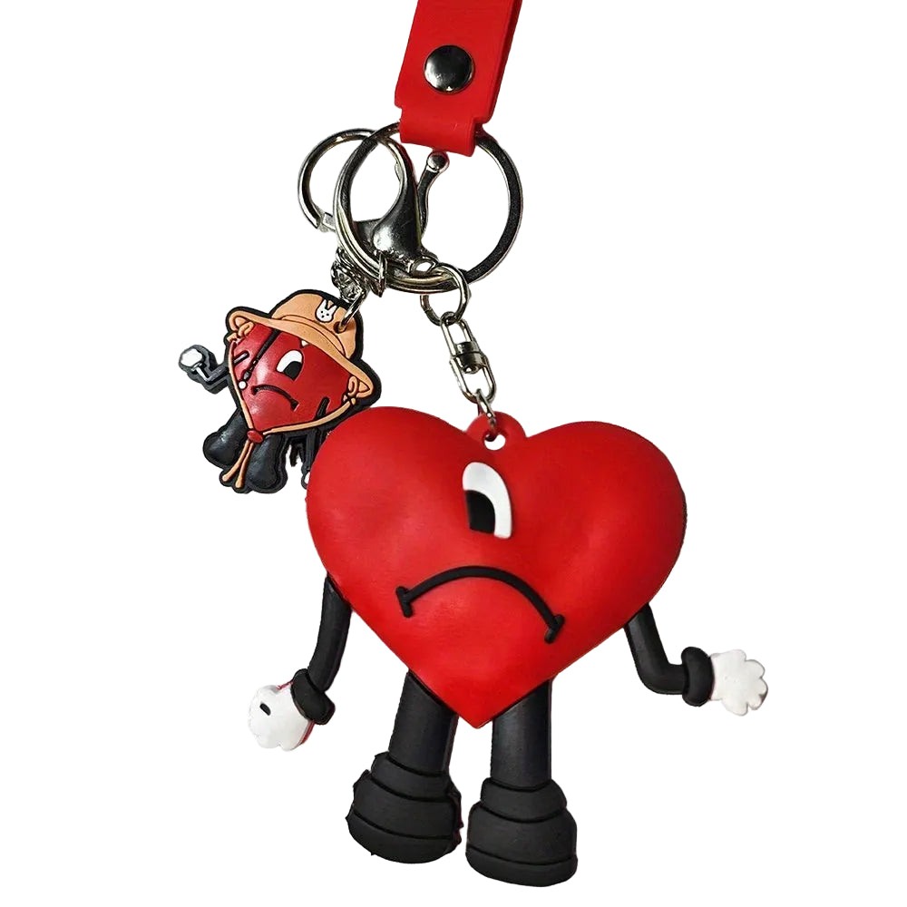 Tejesa Bad Bunny Red Heart Bad Bunny Key chain /Cartoon Silicone Love Doll Delicate Bag Gift Pendant